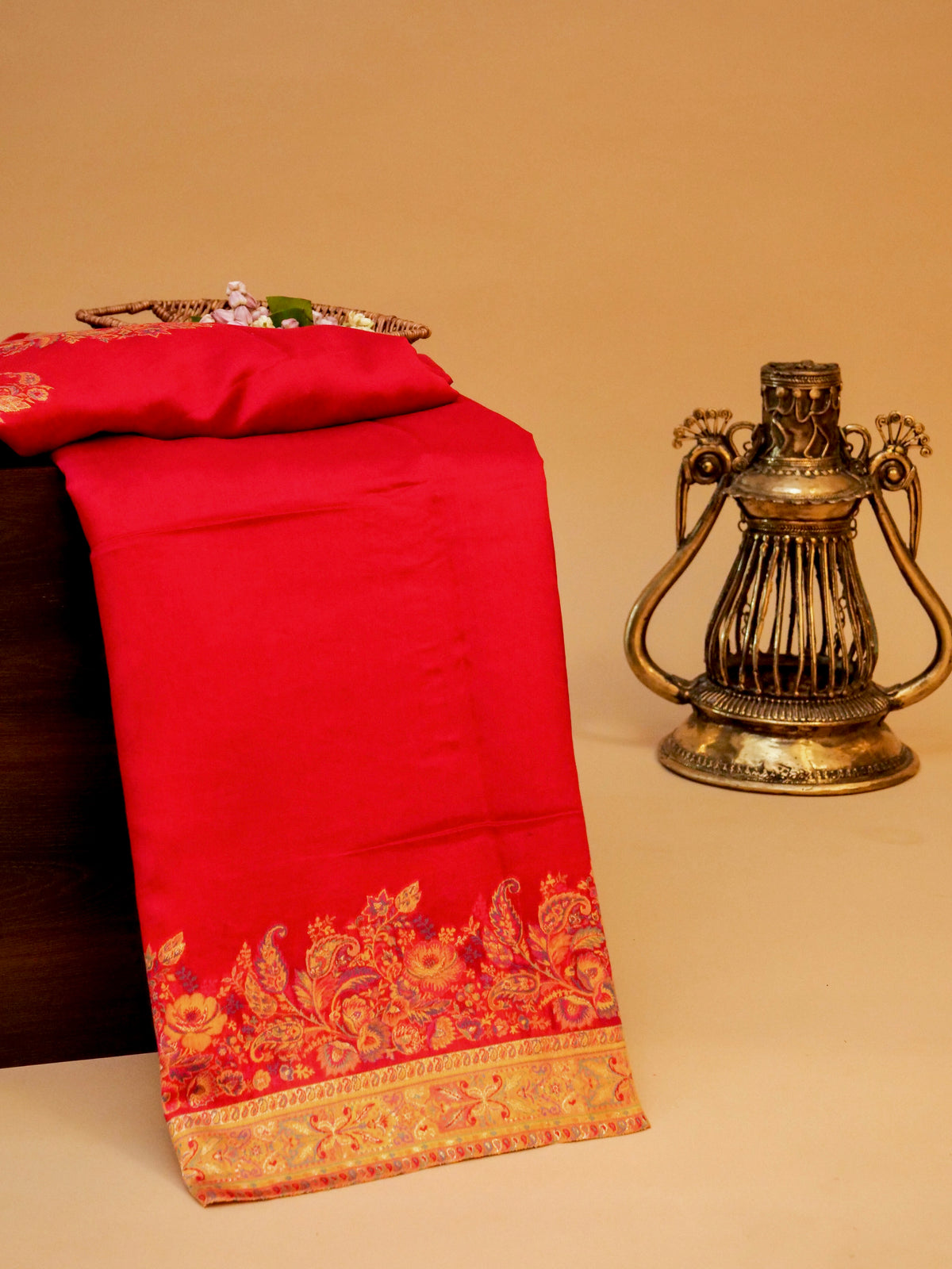 Handwoven Red Banarasi Pashmina Silk Saree