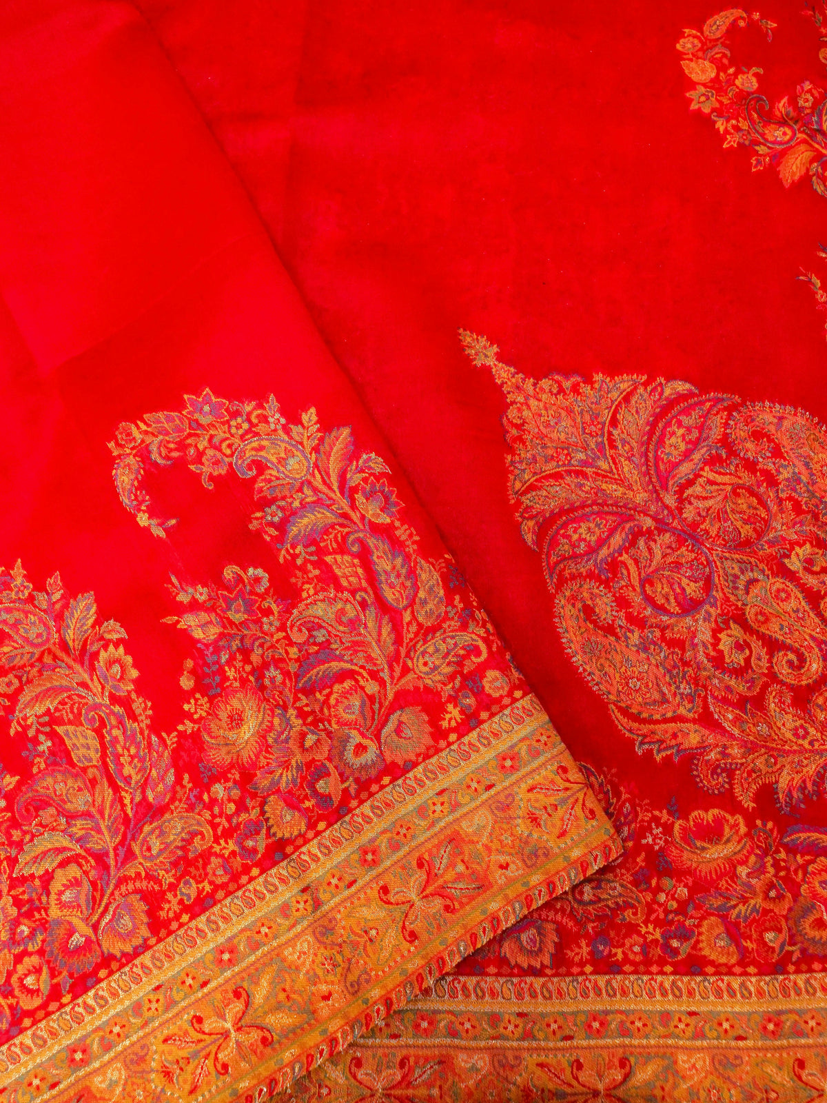 Handwoven Red Banarasi Pashmina Silk Saree