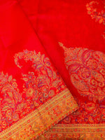 Handwoven Red Banarasi Pashmina Silk Saree