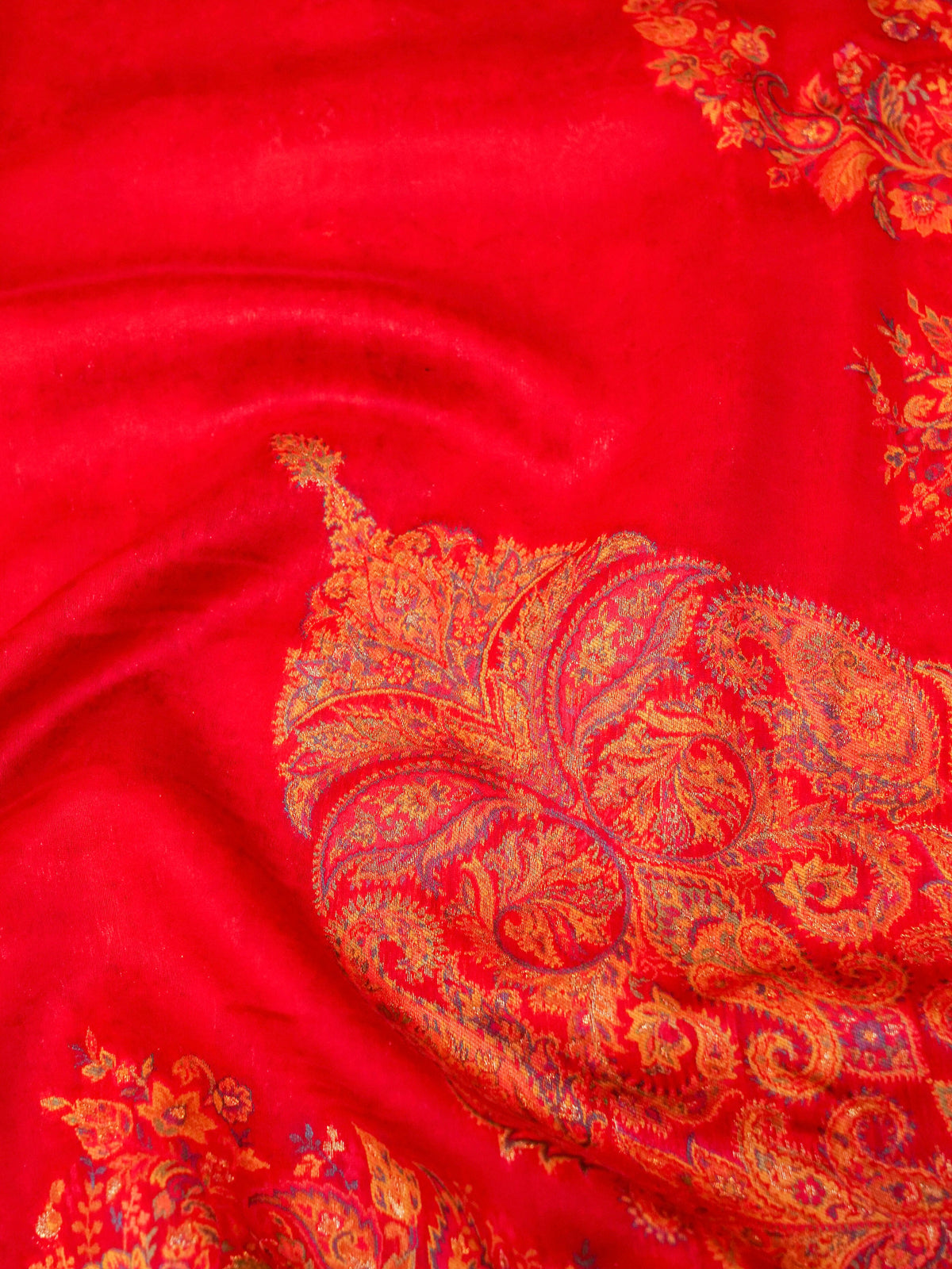 Handwoven Red Banarasi Pashmina Silk Saree