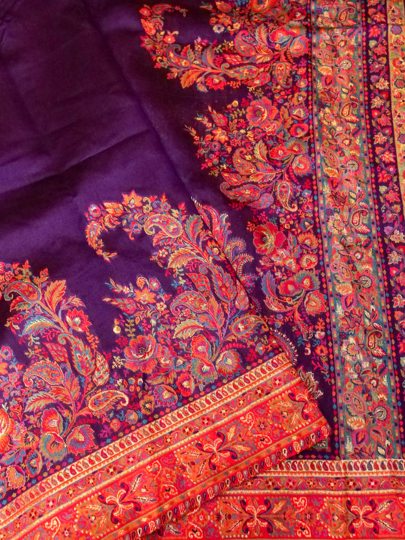 Handwoven Purple Banarasi Pashmina Silk Saree