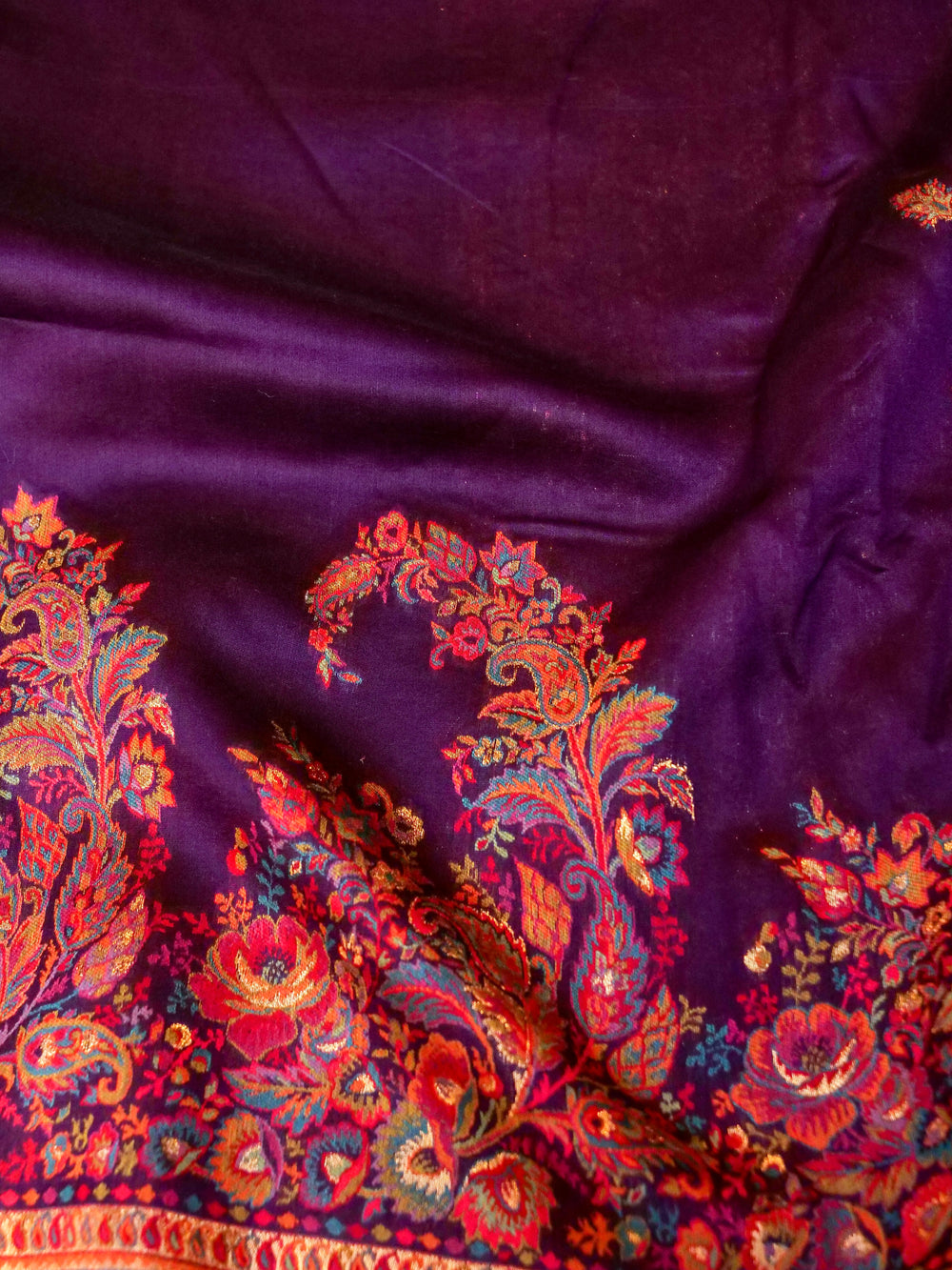 Handwoven Purple Banarasi Pashmina Silk Saree