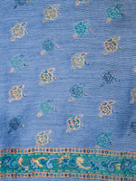 Handwoven Peacock Blue Banarasi Pashmina Silk Saree