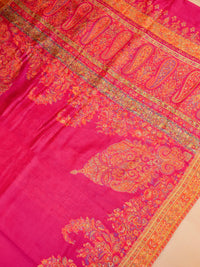 Handwoven Pink Banarasi Pashmina Silk Saree