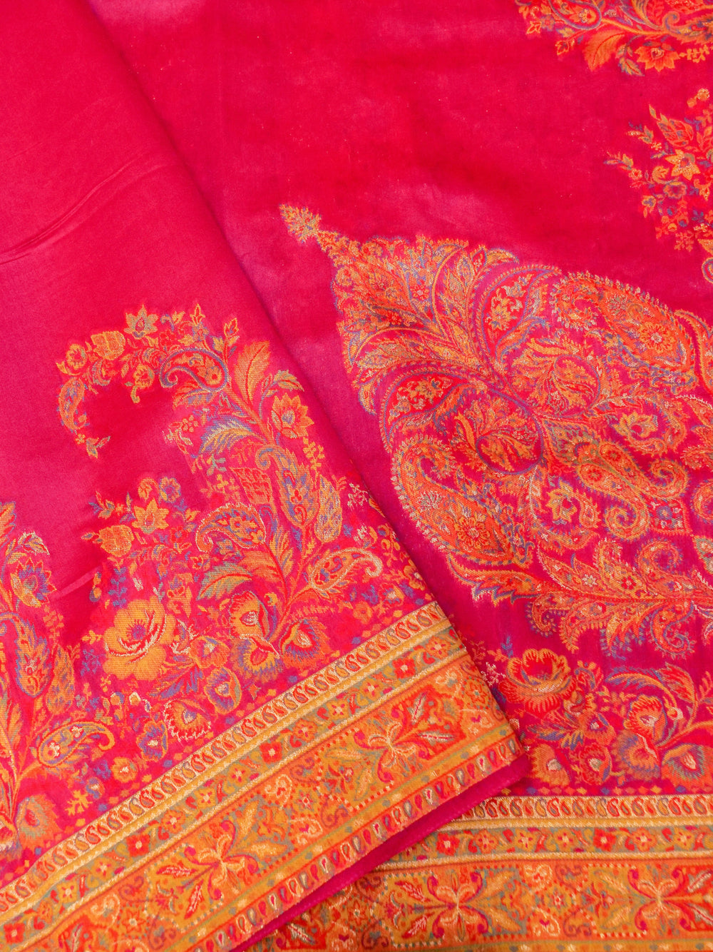 Handwoven Pink Banarasi Pashmina Silk Saree