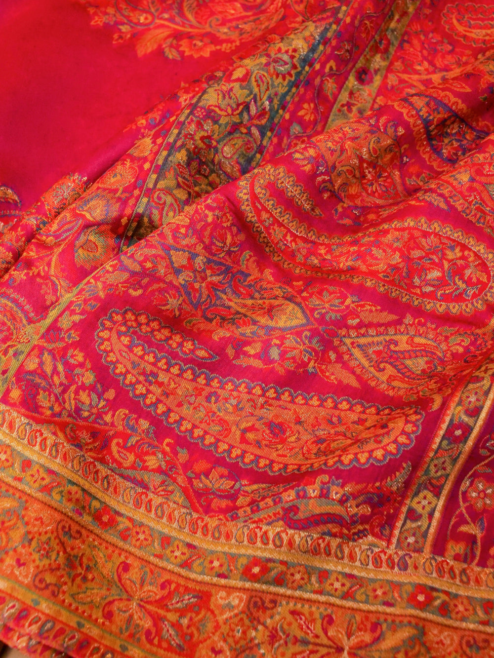 Handwoven Pink Banarasi Pashmina Silk Saree