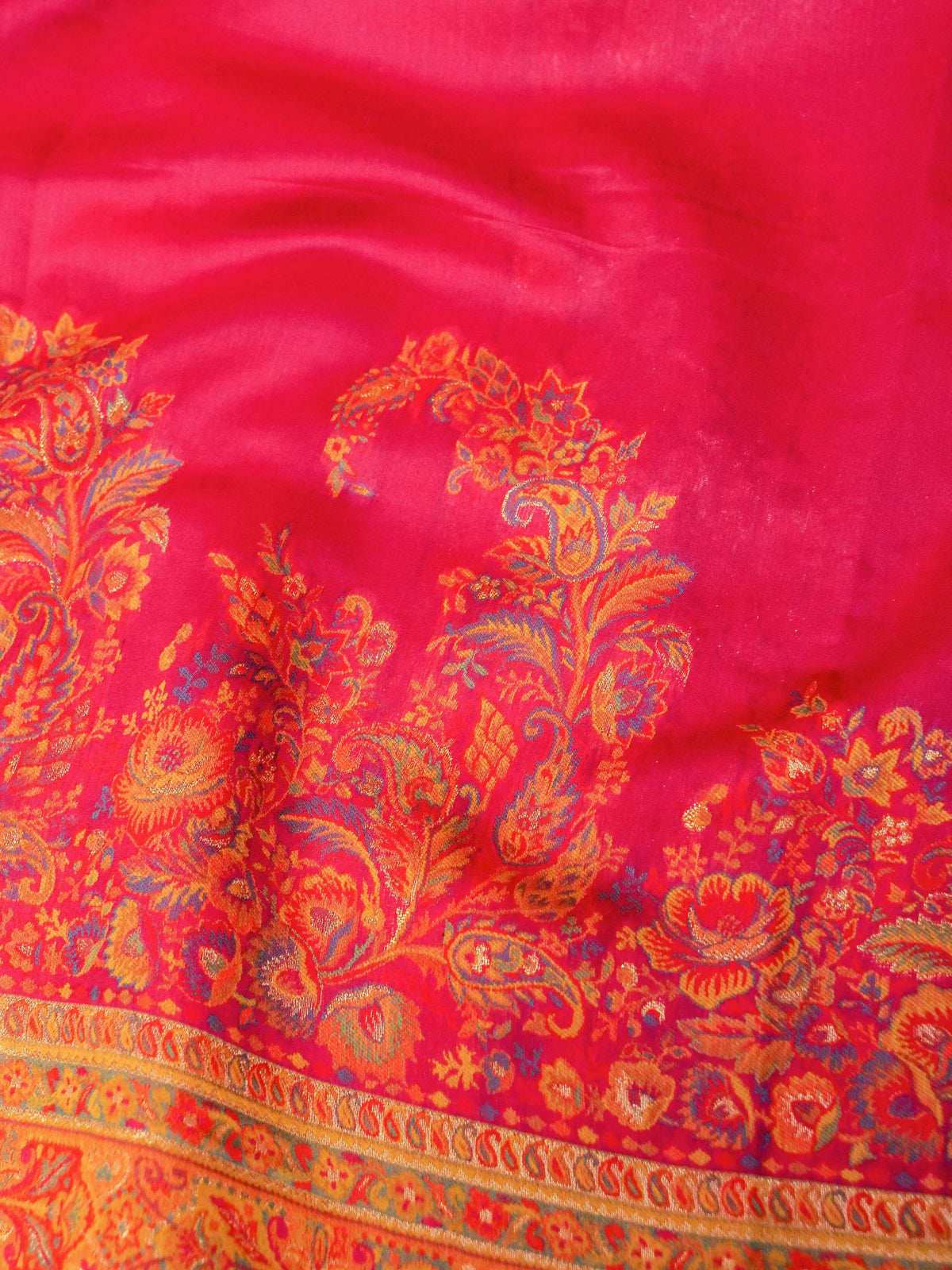 Handwoven Pink Banarasi Pashmina Silk Saree