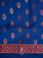 Handwoven Navy Blue Banarasi Pashmina Silk Saree