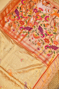 Handwoven Golden Bridal Banarasi Tissue Silk Saree