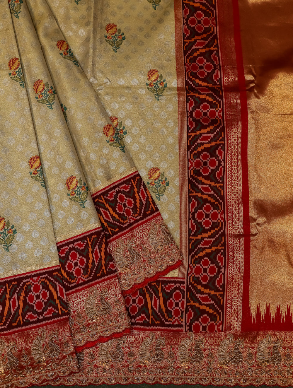 Designer Golden Katan Silk Saree