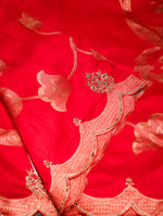 Designer Red Moonga Silk Saree