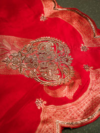 Designer Red Moonga Silk Saree