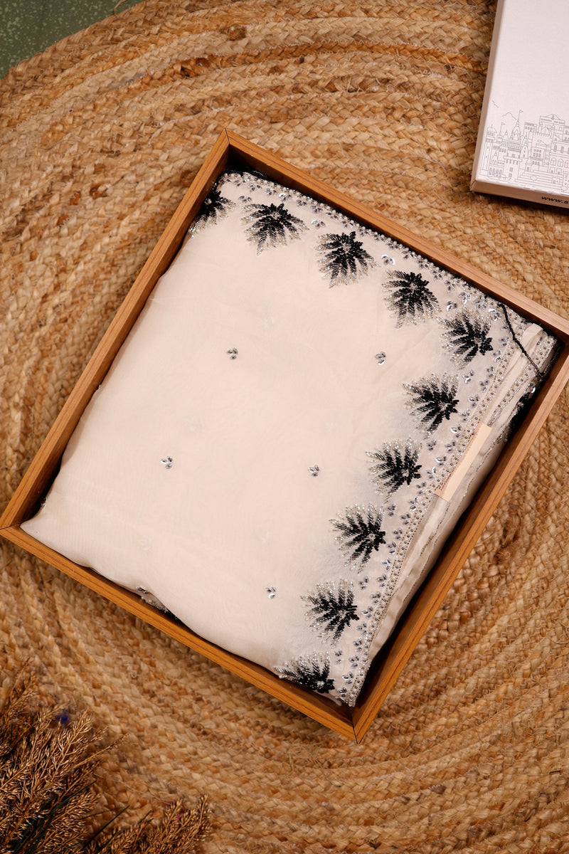 Designer Off White Organza Saree