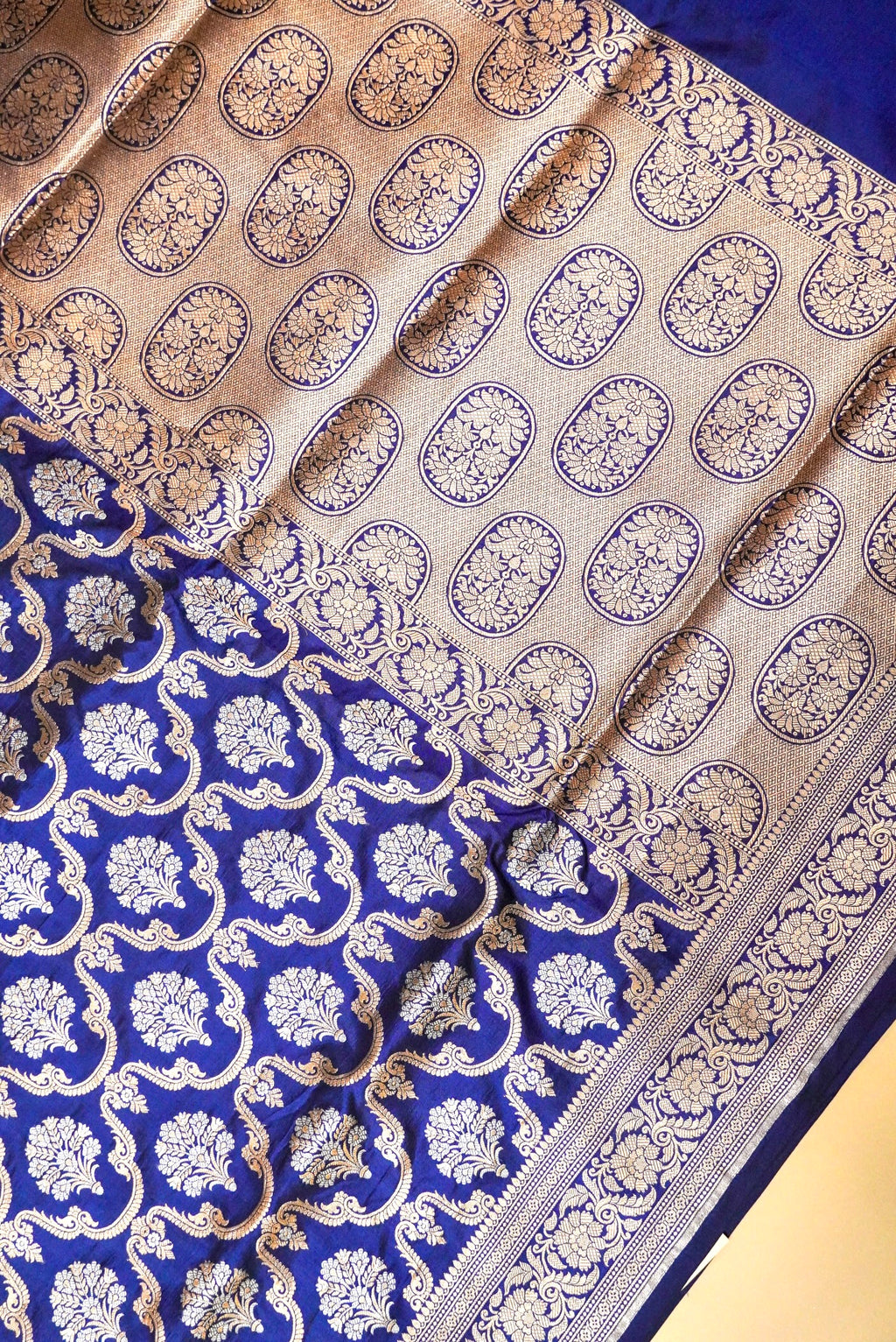 Handwoven Blue Banarasi Katan Silk Saree