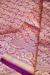 Handwoven Purple Banarasi Katan Soft Silk Saree