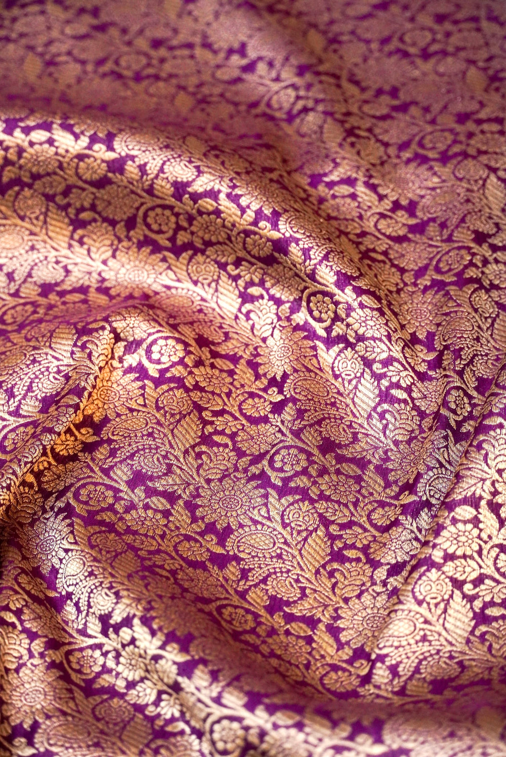 Handwoven Purple Banarasi Katan Soft Silk Saree