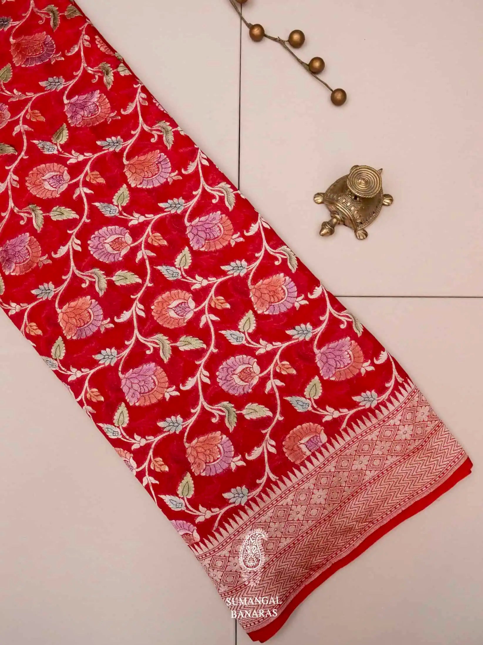 Brick Red Handwoven Banarasi Katan Silk Saree – katansi