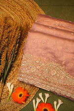 Designer Peach  Crush Tissue Saree