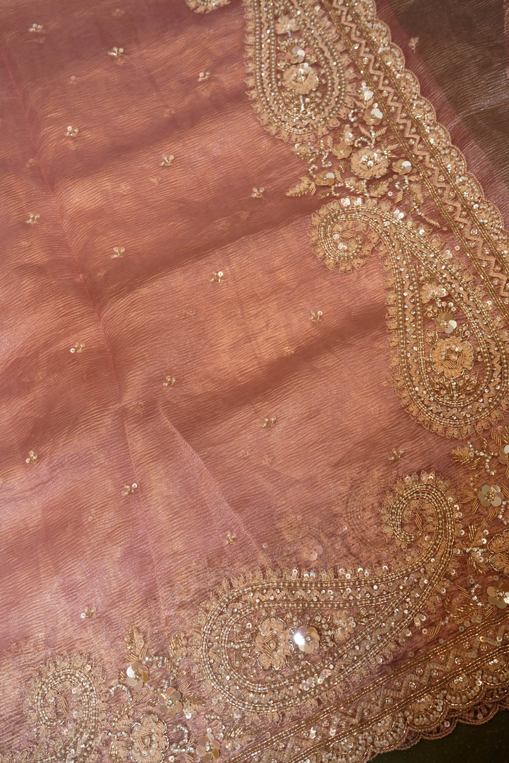 Designer Peach  Crush Tissue Saree