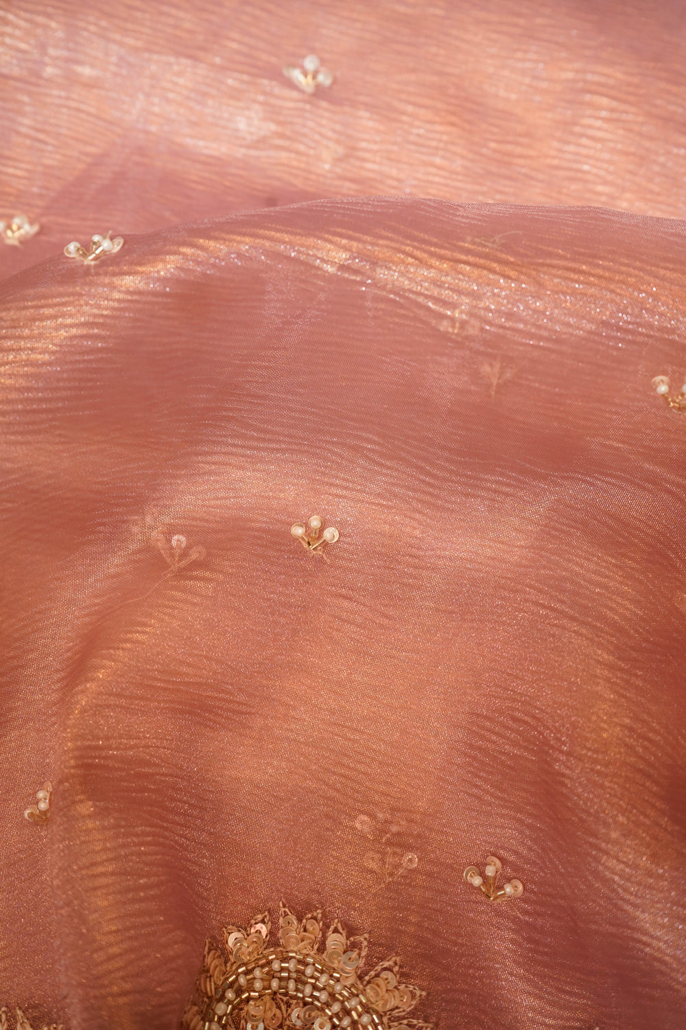 Designer Peach  Crush Tissue Saree