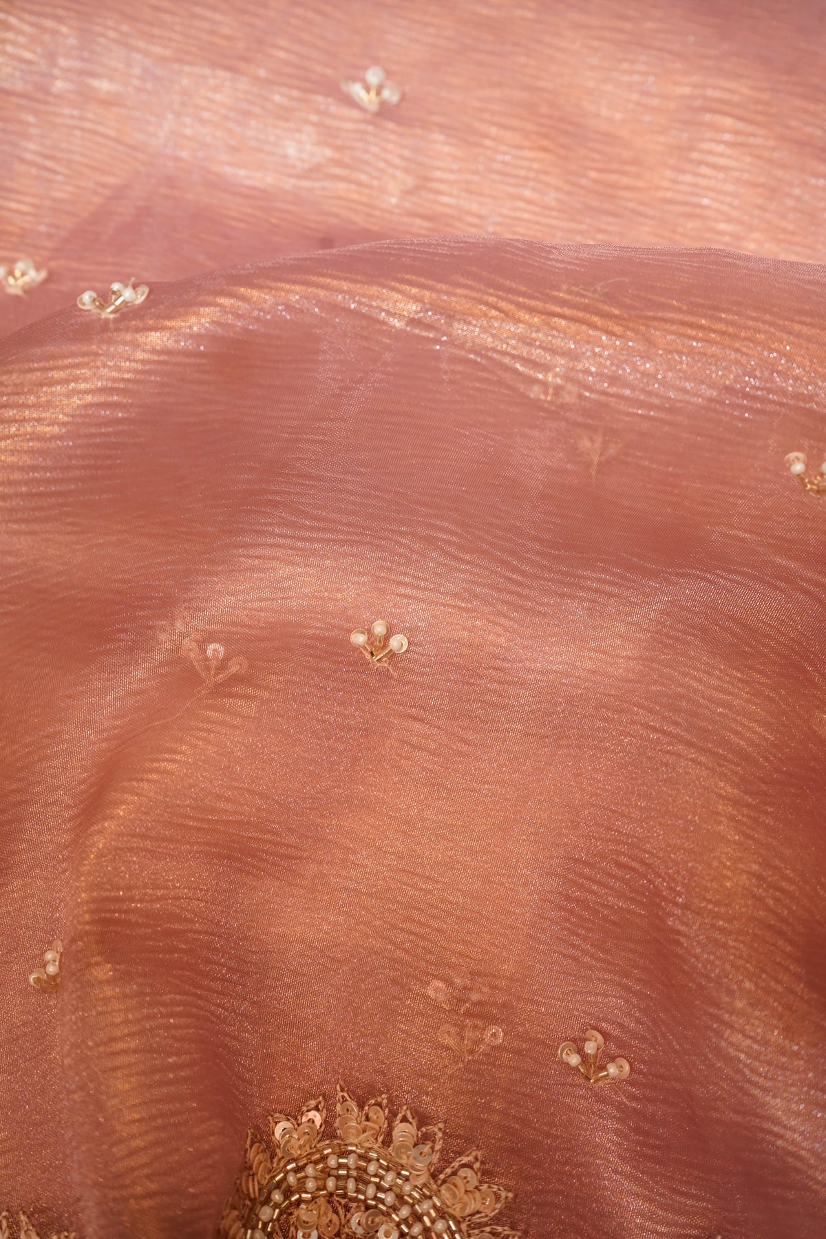 Designer Peach  Crush Tissue Saree