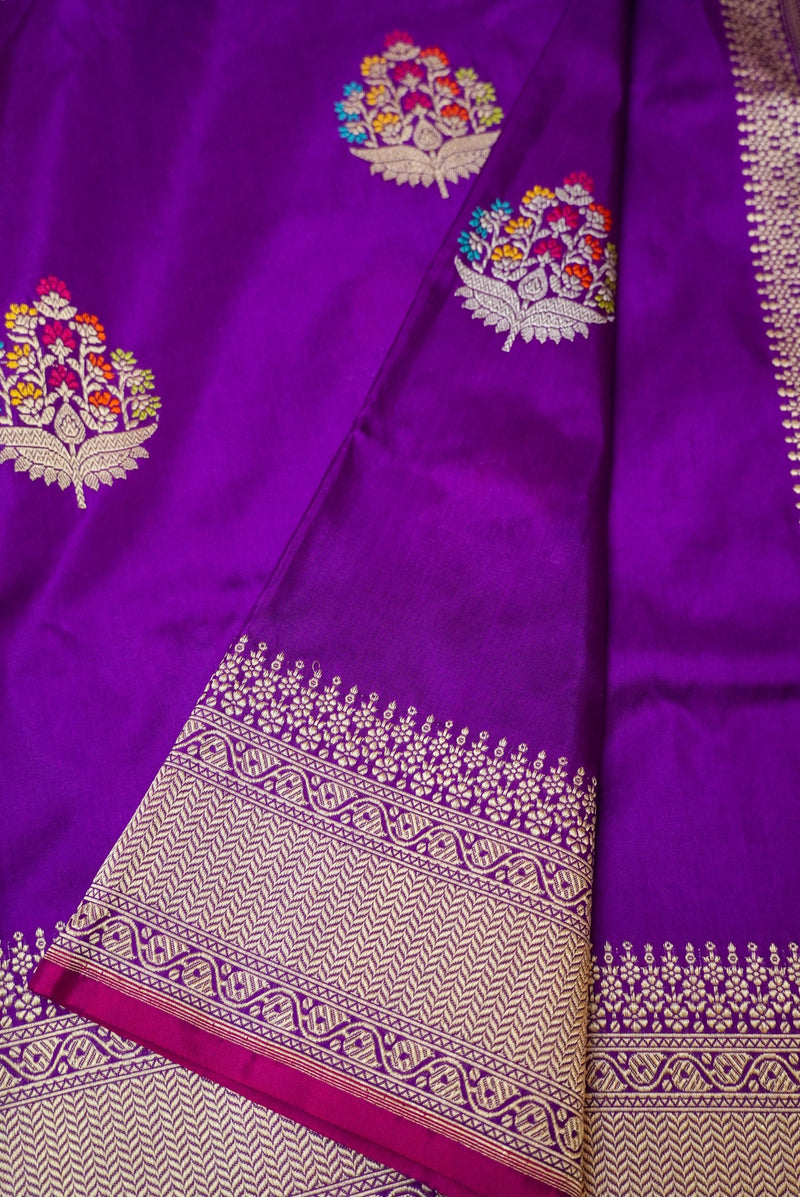 Handwoven Purple Banarasi Katan Silk Saree