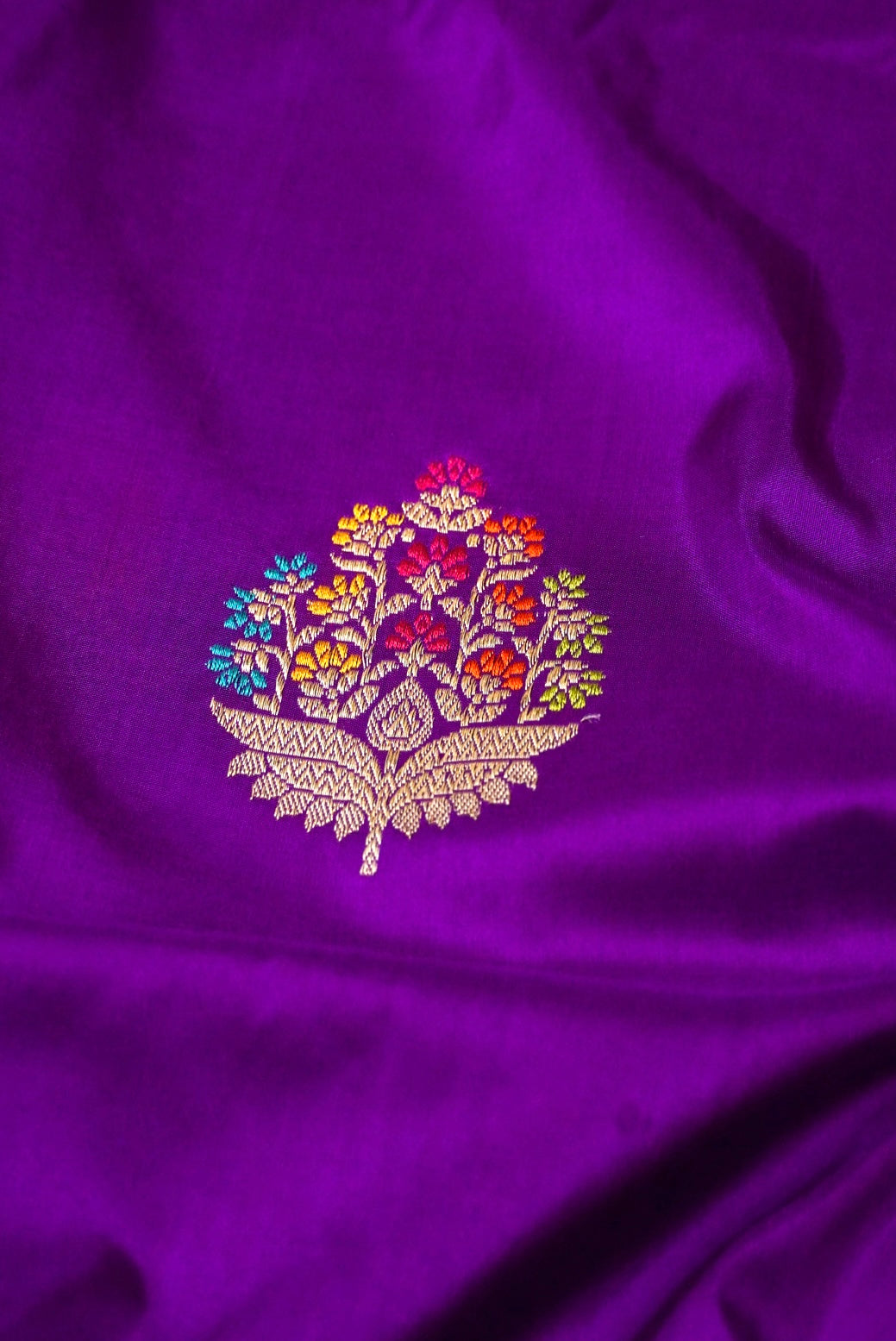 Handwoven Purple Banarasi Katan Silk Saree