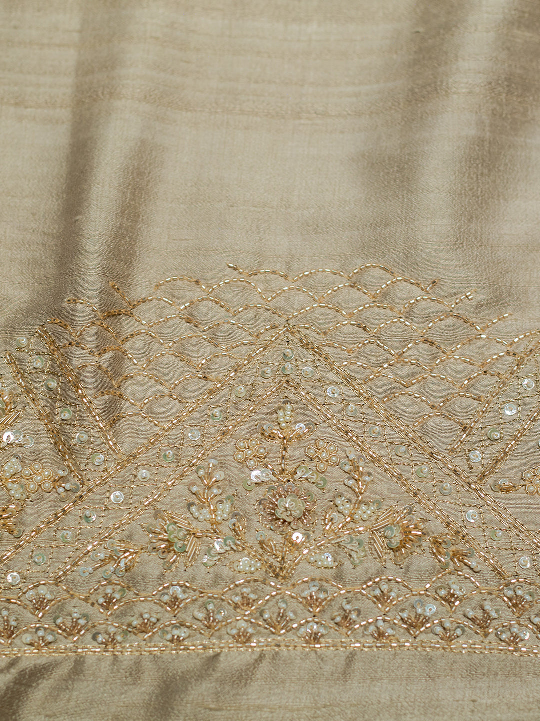 Beige Designer Tissue Silk Saree