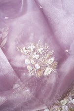 Designer Lavender Organza Tissue Silk Saree