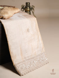 Designer Beige Organza Tissue Silk Saree