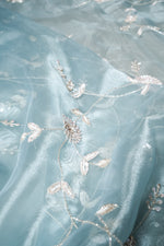 Designer Light Blue Organza Tissue Silk Saree