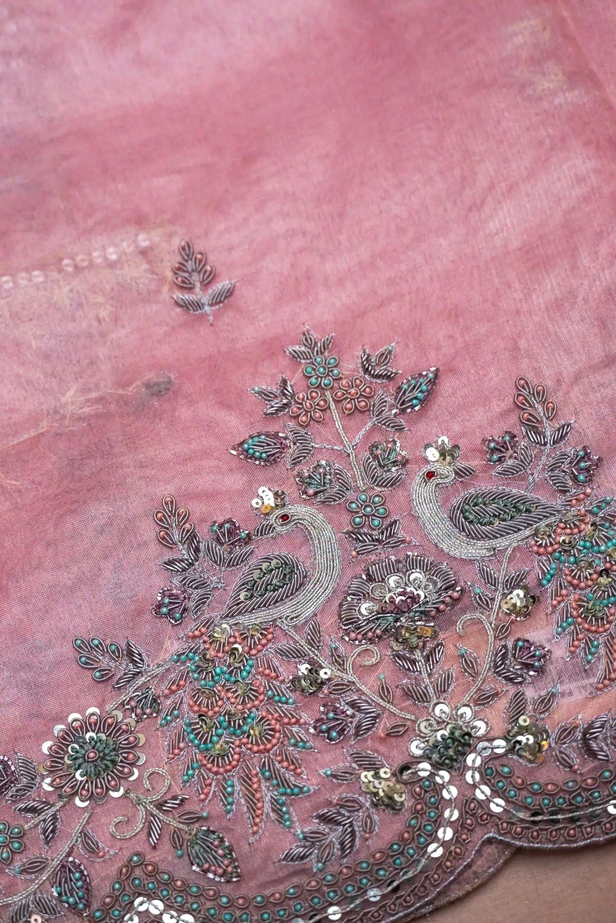 Designer Pink Tissue Silk Saree
