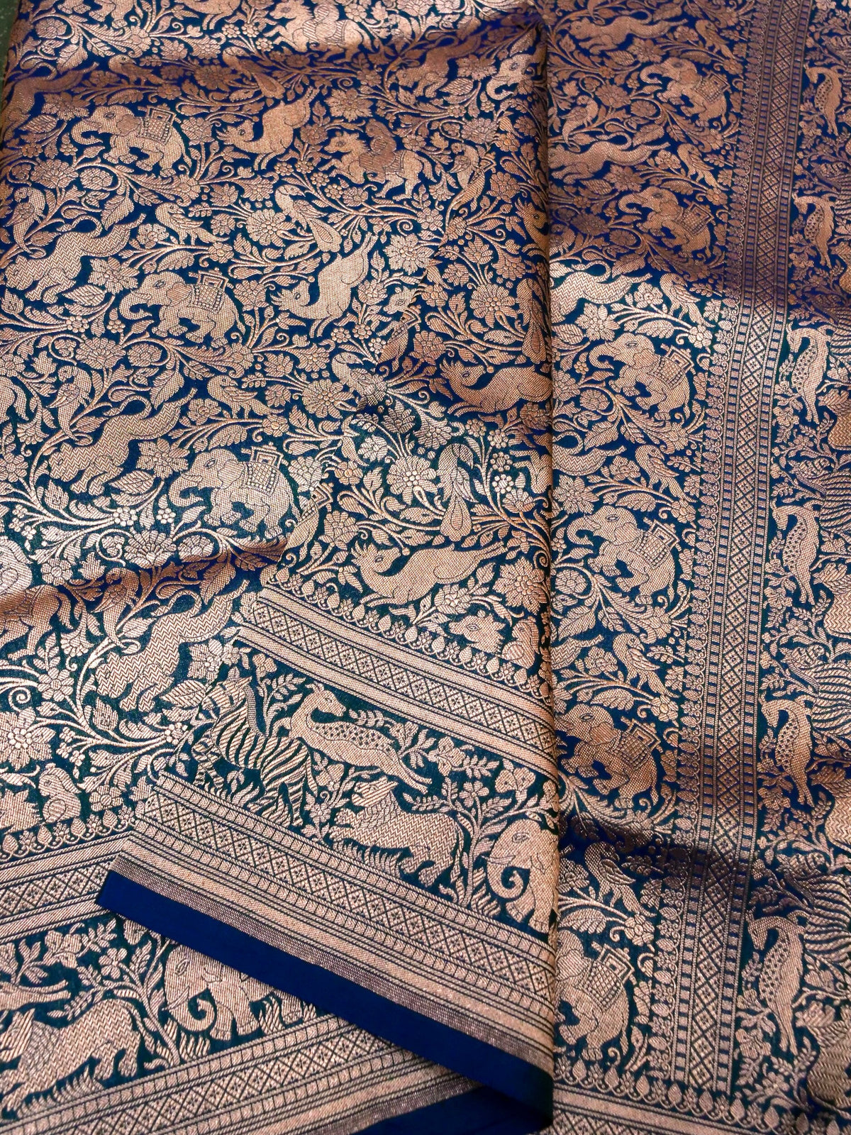 Handwoven Teal Blue Banarasi Katan Silk Saree