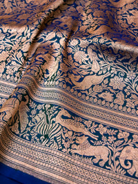 Handwoven Teal Blue Banarasi Katan Silk Saree