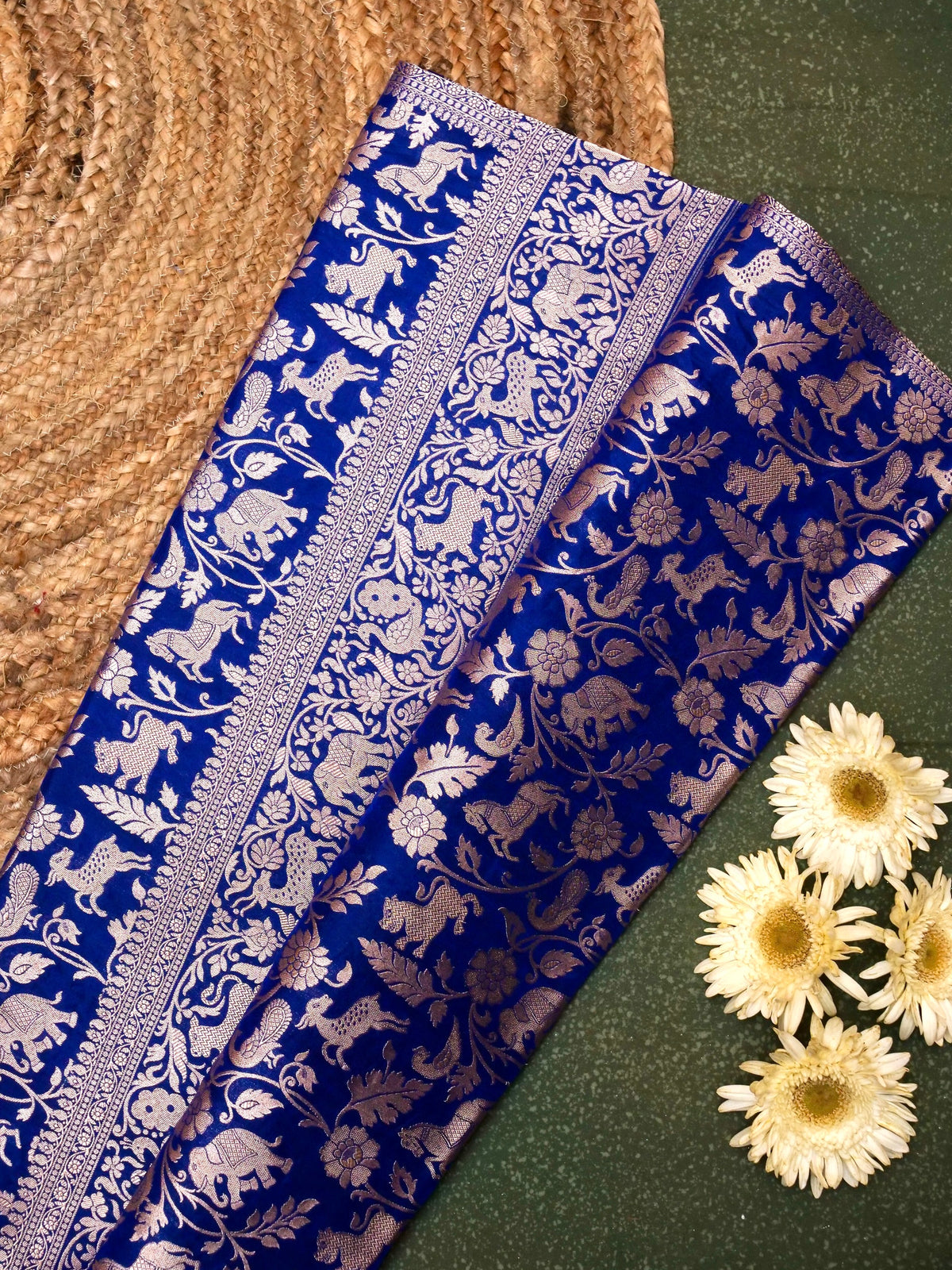 Handwoven Royal Blue Banarasi Katan Silk Saree