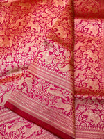 Handwoven Magenta Pink Banarasi Katan Silk Saree