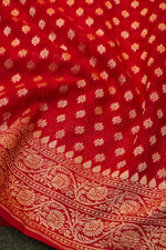 Handwoven Gajri Pink Banarasi Khaddi Georgette Saree