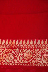 Handwoven Gajri Pink Banarasi Khaddi Georgette Saree