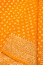 Handwoven Mustard Yellow Banarasi Khaddi Georgette Saree