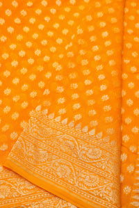 Handwoven Mustard Yellow Banarasi Khaddi Georgette Saree