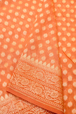 Handwoven Peach Banarasi Khaddi Georgette Saree