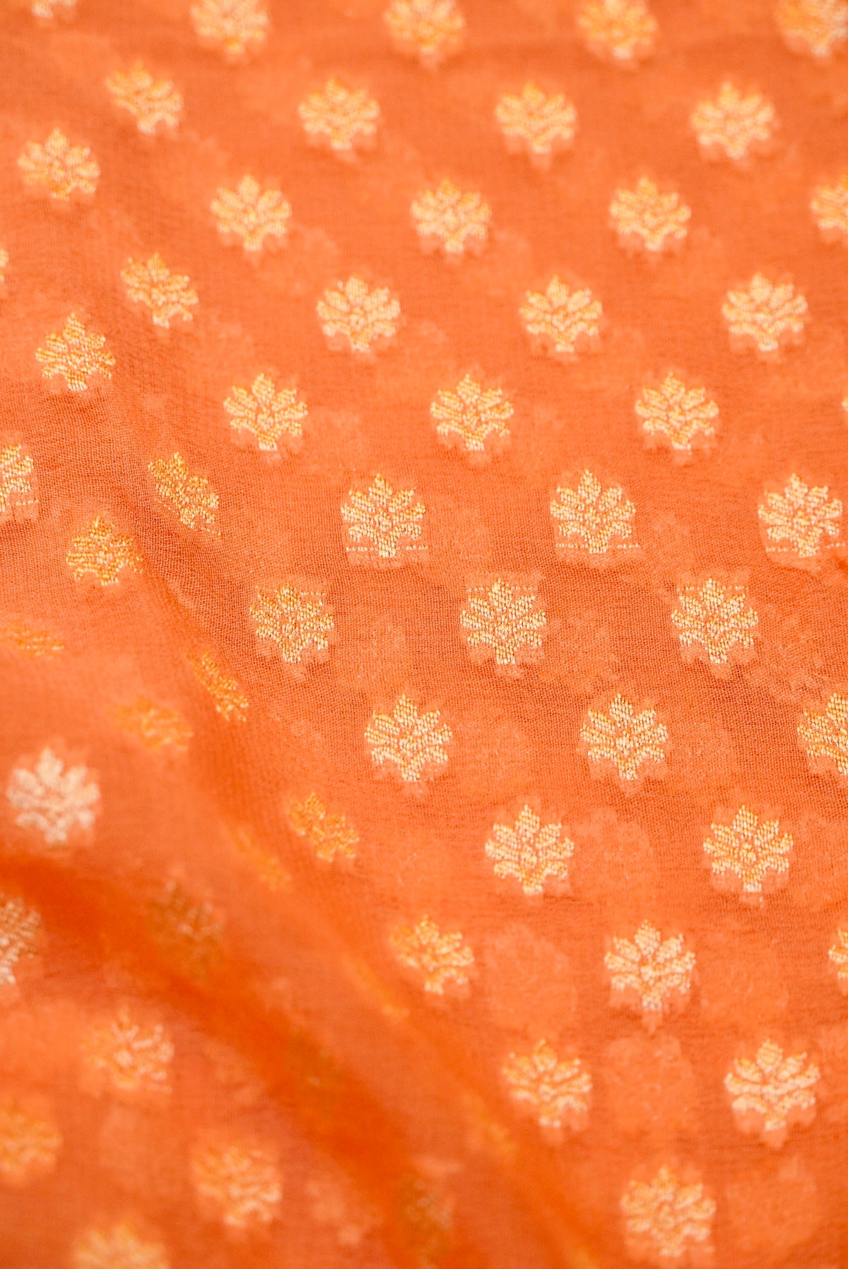 Handwoven Peach Banarasi Khaddi Georgette Saree