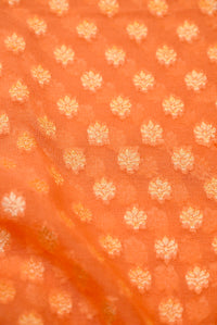 Handwoven Peach Banarasi Khaddi Georgette Saree