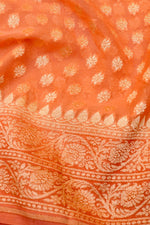 Handwoven Peach Banarasi Khaddi Georgette Saree