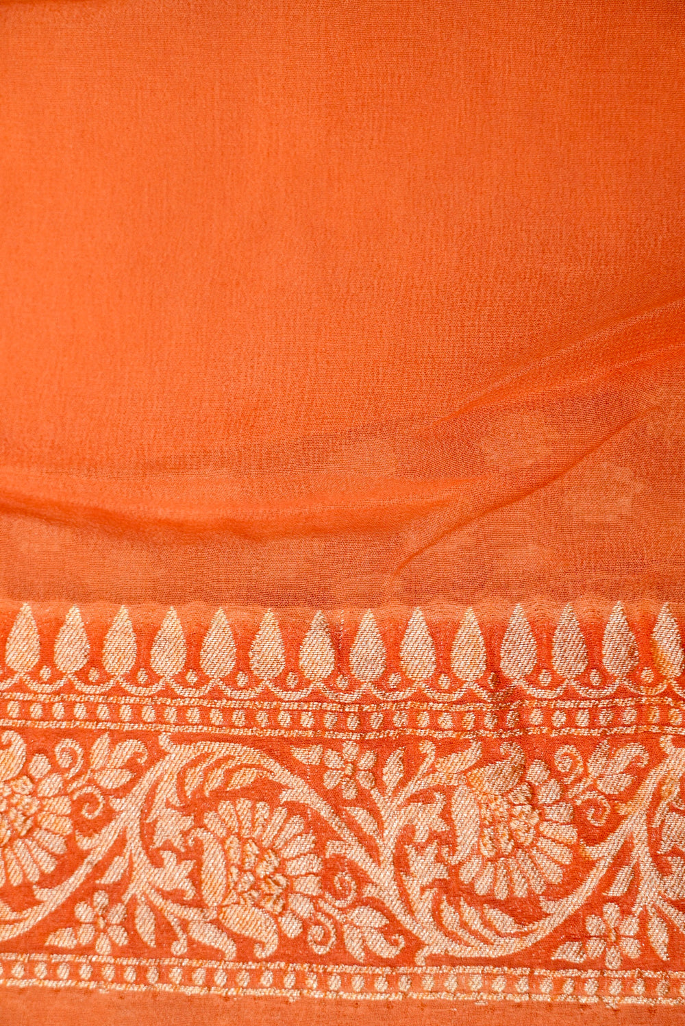 Handwoven Peach Banarasi Khaddi Georgette Saree