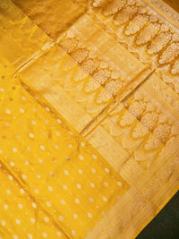 Handwoven Yellow Banarasi Mashru Silk Saree