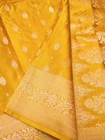 Handwoven Yellow Banarasi Mashru Silk Saree