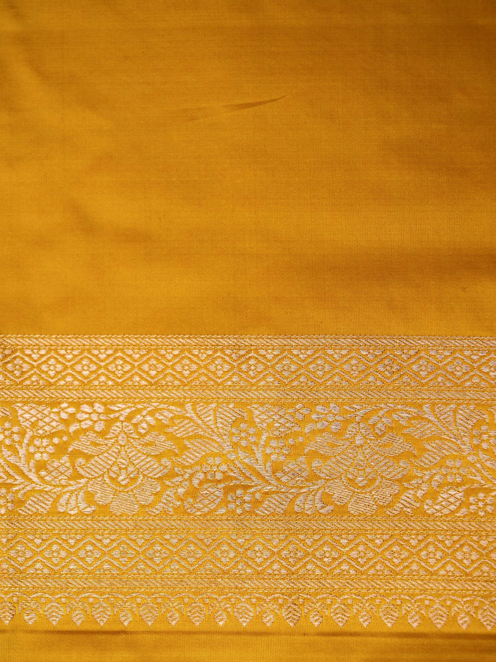 Handwoven Yellow Banarasi Mashru Silk Saree