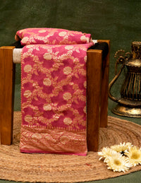 Handwoven Light Pink Banarasi Khaddi Georgette Saree