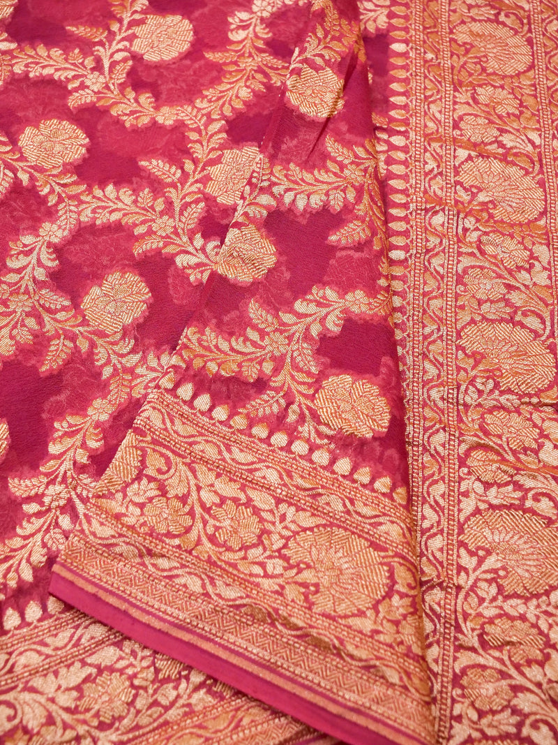 Handwoven Light Pink Banarasi Khaddi Georgette Saree